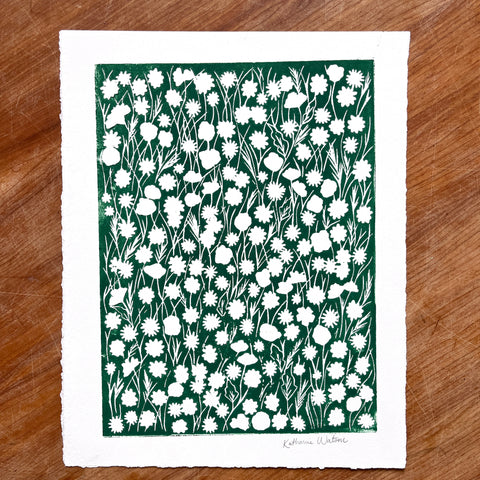 SECONDS: Hand Block Printed Meadow Art Print - No. 6003