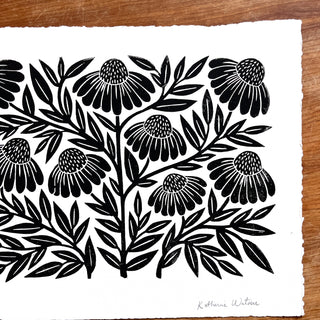 SECONDS: Hand Block Printed Echinacea Art Print - No. 6009