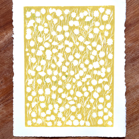 SECONDS: Hand Block Printed Meadow Art Print - No. 6012