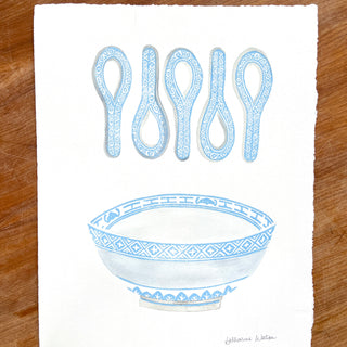 SECONDS: Hand Block Printed Teapot Art Print - No. 6014