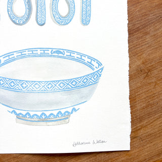 SECONDS: Hand Block Printed Teapot Art Print - No. 6014