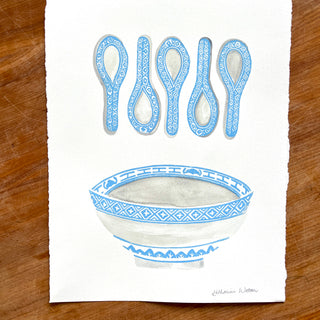 SECONDS: Hand Block Printed Teapot Art Print - No. 6015