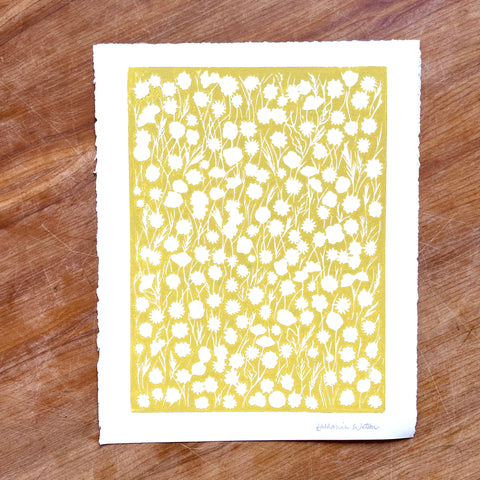 SECONDS: Hand Block Printed Meadow Art Print - No. 6016