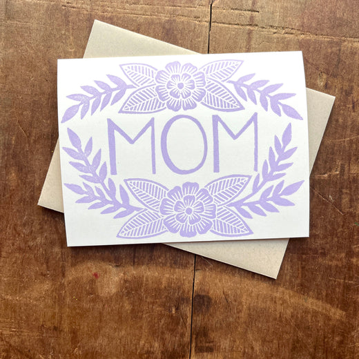 "Mom," Block Printed Greeting Card, GR63