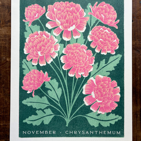 Birth Month Flowers Risograph Print: November