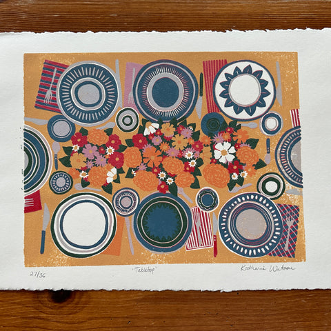 Hand Block Printed Tabletop Reduction Print - Horizontal - No. 27