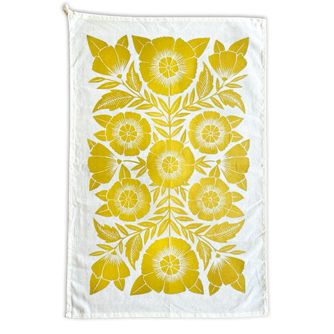 Yellow Floral Tea Towel, TT19