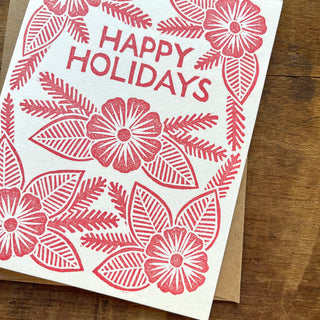 "Happy Holidays," Block Printed Holiday Cards
