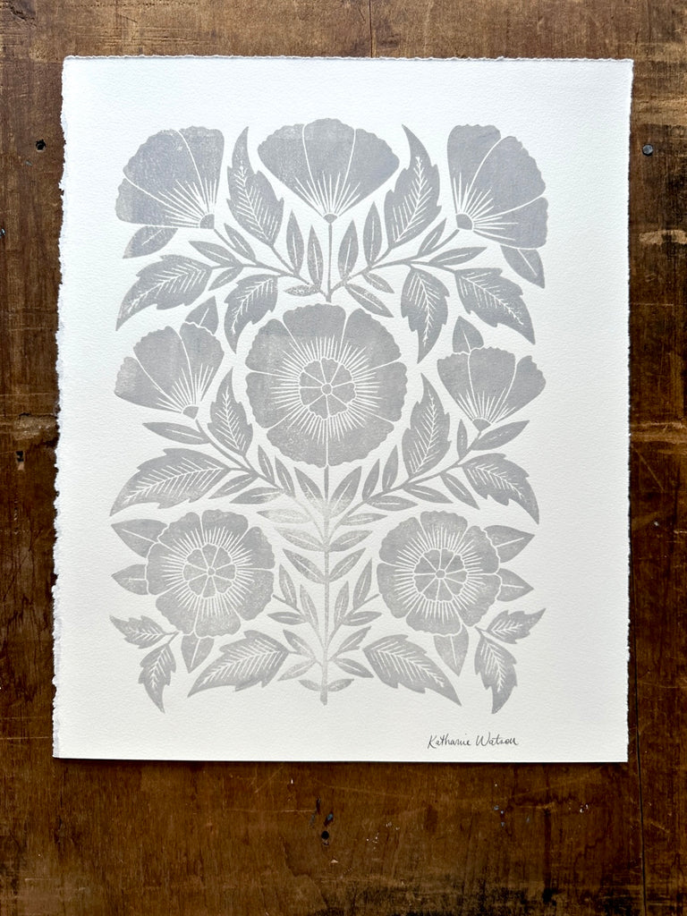 Block Print Floral Tea Towels by Katharine Watson