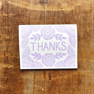 "Thanks," Block Printed Greeting Cards