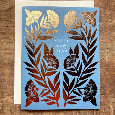"Happy New Year," Foil Stamped Card