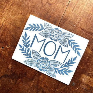 "Mom," Block Printed Greeting Cards