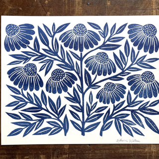 Garden Series: Navy Echinacea Risograph Print, GRP-9