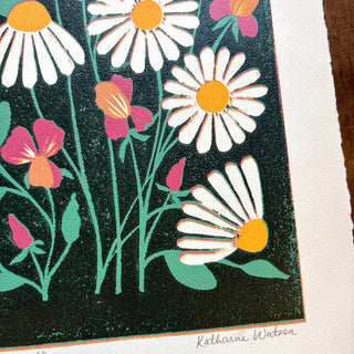 April Birth Month Flower Original Reduction Print - No. 2
