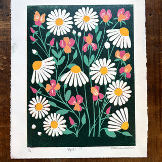 April Birth Month Flower Original Reduction Print - No. 3