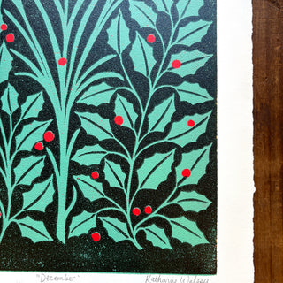December Birth Month Flower Original Reduction Print - No. 4