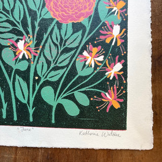 June Birth Month Flower Original Reduction Print - No. 2
