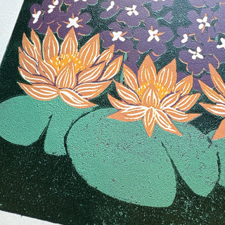 July Birth Month Flower Original Reduction Print - No. 2