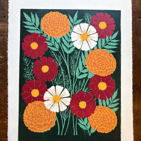 October Birth Month Flower Original Reduction Print - No. 2