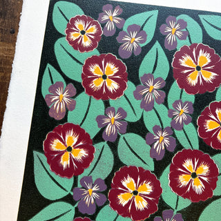 February Birth Month Flower Original Reduction Print - No. 3
