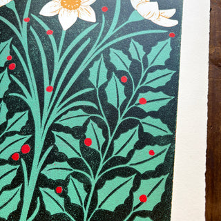 December Birth Month Flower Original Reduction Print - No. 2
