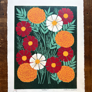 October Birth Month Flower Original Reduction Print - No. 5