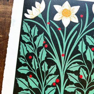 December Birth Month Flower Original Reduction Print - No. 5