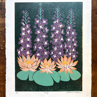 July Birth Month Flower Original Reduction Print - No. 3