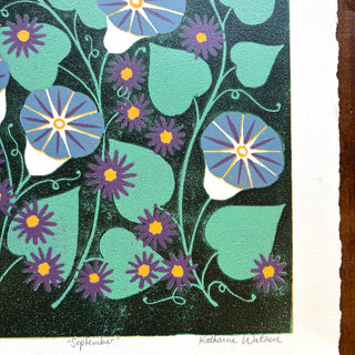 September Birth Month Flower Original Reduction Print - No. 5