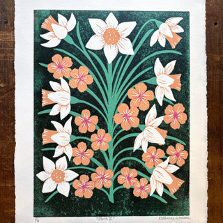 March II Birth Month Flower Original Reduction Print - No. 1
