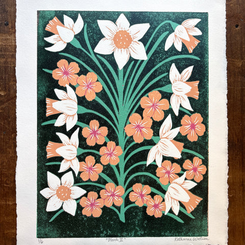 March II Birth Month Flower Original Reduction Print - No. 1