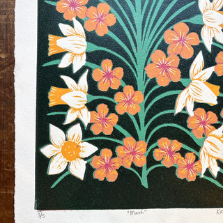 March Birth Month Flower Original Reduction Print - No. 3