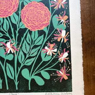 June Birth Month Flower Original Reduction Print - No. 7