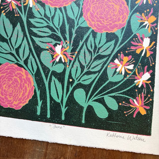 June Birth Month Flower Original Reduction Print - No. 2