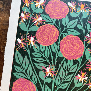 June Birth Month Flower Original Reduction Print - No. 2