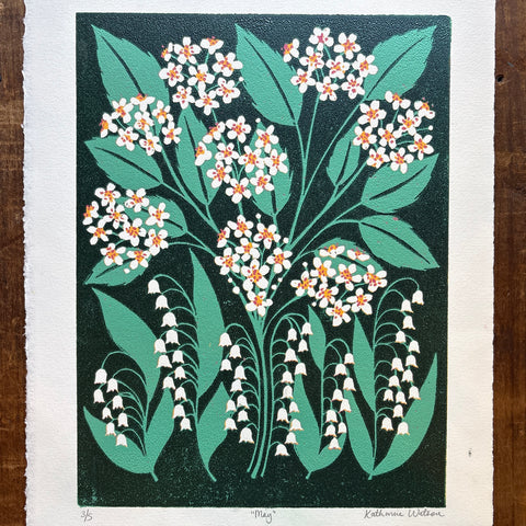 May Birth Month Flower Original Reduction Print - No. 3