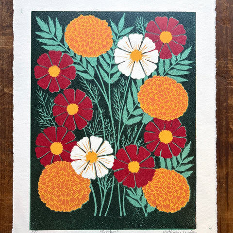October Birth Month Flower Original Reduction Print - No. 6