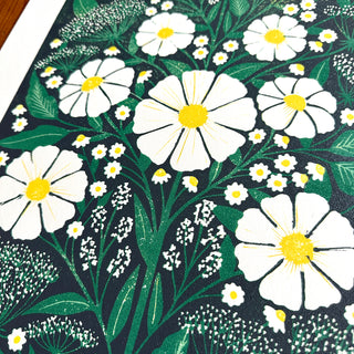 Hand Block Printed Cosmos Reduction Print, No. 10