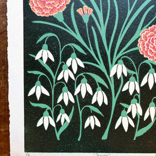 January Birth Month Flower Original Reduction Print - No. 1
