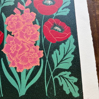 August Birth Month Flower Original Reduction Print - No. 2