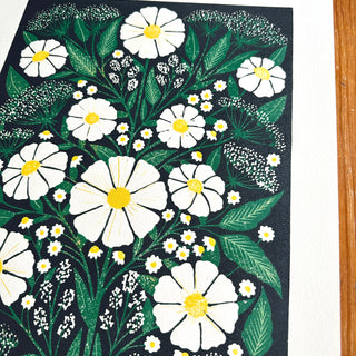 Hand Block Printed Cosmos Reduction Print, No. 9
