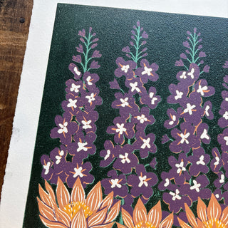 July Birth Month Flower Original Reduction Print - No. 4