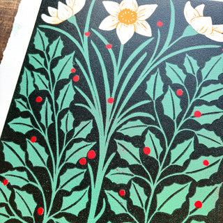 December Birth Month Flower Original Reduction Print - No. 5