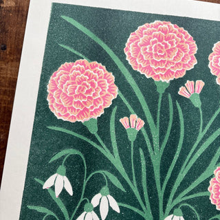 Birth Month Flowers Risograph Print: January