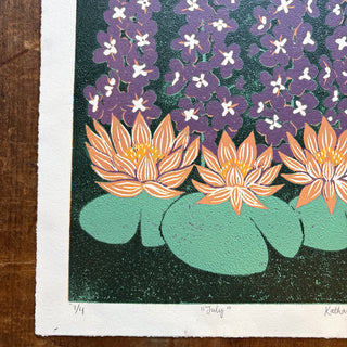 July Birth Month Flower Original Reduction Print - No. 1