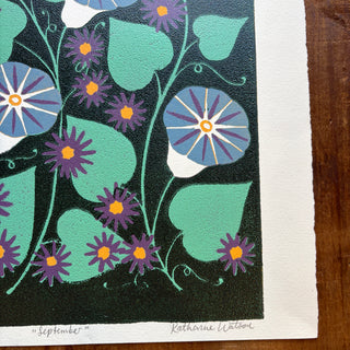 September Birth Month Flower Original Reduction Print - No. 3
