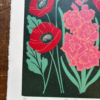 August Birth Month Flower Original Reduction Print - No. 1