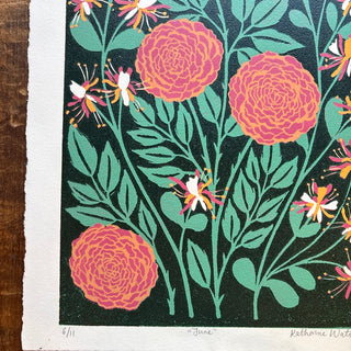 June Birth Month Flower Original Reduction Print - No. 6