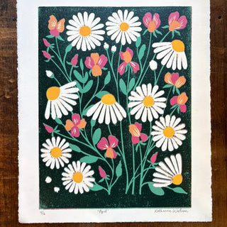 April Birth Month Flower Original Reduction Print - No. 4