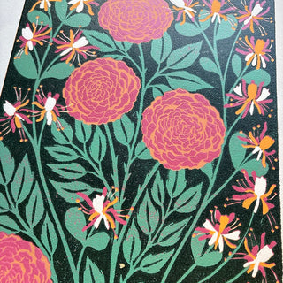 June Birth Month Flower Original Reduction Print - No. 2